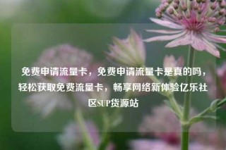 免费申请流量卡，免费申请流量卡是真的吗，轻松获取免费流量卡，畅享网络新体验亿乐社区SUP货源站