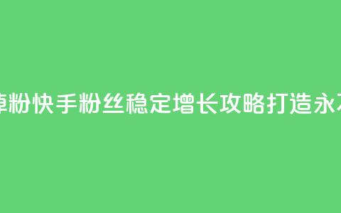 快手粉丝平台+永不掉粉 - 快手粉丝稳定增长攻略，打造永不掉粉的秘诀！  第1张