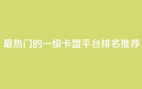 最热门的一级卡盟平台排名推荐  第1张