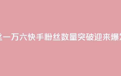 快手粉丝一万六(快手粉丝数量突破16K，迎来爆发式增长)  第1张