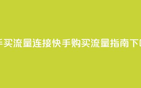 快手买流量连接 - 快手购买流量指南~  第1张