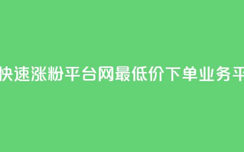 快手粉丝快速涨粉平台 - qq网最低价下单业务平台  第1张