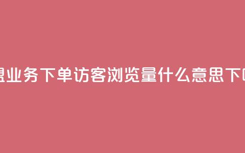 卡盟业务下单 - qq访客0浏览量1什么意思  第1张