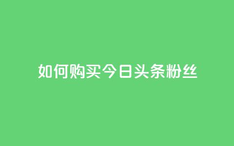 如何购买今日头条粉丝  第1张