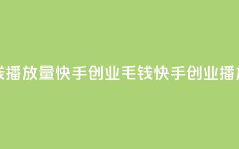 1毛钱10000播放量快手创业(1毛钱快手创业10000播放量)  第1张