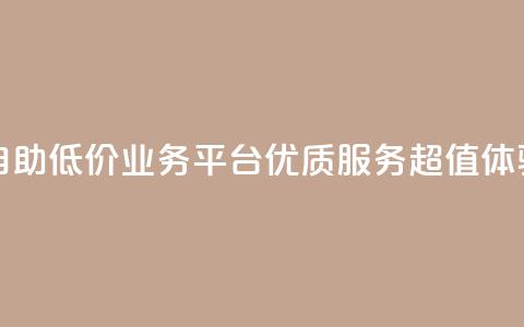 自助低价业务平台：优质服务，超值体验  第1张
