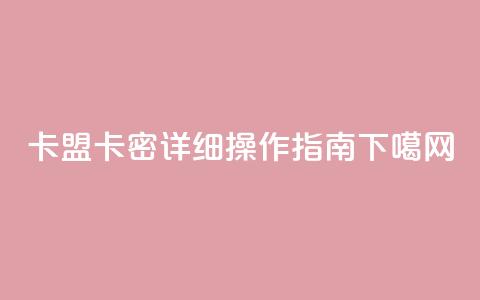 卡盟卡密详细操作指南  第1张