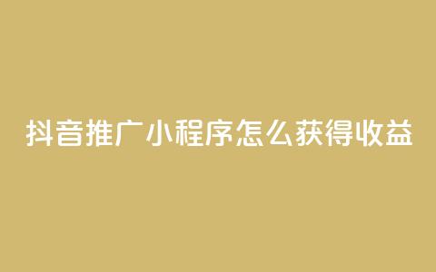 抖音推广小程序怎么获得收益,24小时自助下单秒到 - 抖音点赞充值10个 快手赞  第1张