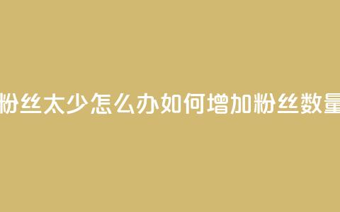 粉丝太少怎么办(如何增加粉丝数量)  第1张