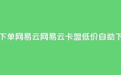 卡盟低价自助下单网易云 - 网易云卡盟低价自助下单服务!  第1张