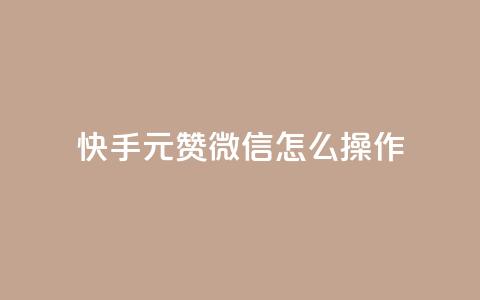 ks快手1元100赞微信怎么操作  第1张