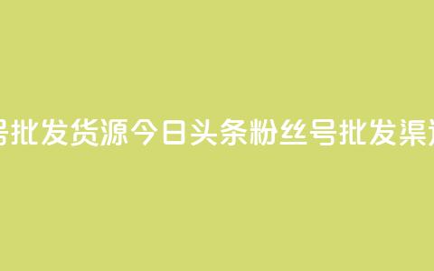 今日头条小号批发货源 - 今日头条粉丝号批发渠道推荐!  第1张