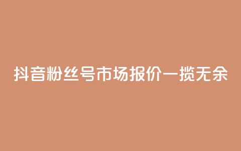 抖音粉丝号市场报价一揽无余  第1张