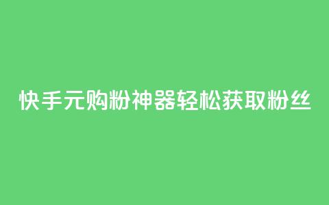 快手10元购粉神器，轻松获取1000粉丝  第1张