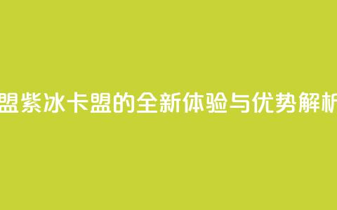 紫冰卡盟 - 紫冰卡盟的全新体验与优势解析!  第1张
