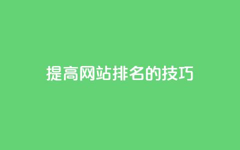 提高网站排名的技巧  第1张