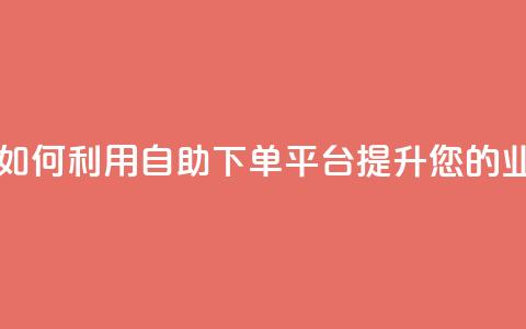 自助下单平台 - 如何利用自助下单平台提升您的业务效率~  第1张