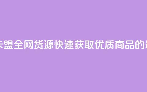卡盟全网货源 - 卡盟全网货源：快速获取优质商品的最佳选择~  第1张