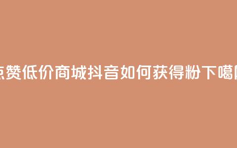 ks点赞低价商城0.01 - 抖音如何获得1000粉  第1张