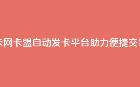 卡盟自动发卡网 - 卡盟自动发卡平台助力便捷交易体验~  第1张