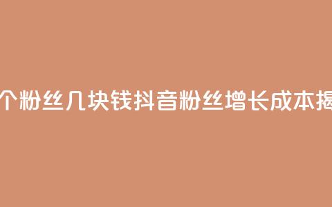 抖音涨一个粉丝几块钱 - 抖音粉丝增长成本揭秘!  第1张