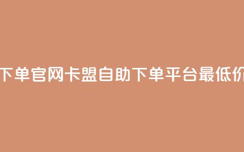 卡盟最低自助下单官网 - 卡盟自助下单平台最低价格介绍！  第1张