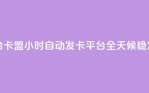 卡盟24小时自动发卡平台 - 卡盟24小时自动发卡平台：全天候稳定高效发卡服务!  第1张