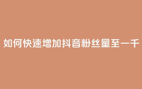 如何快速增加抖音粉丝量至一千？  第1张