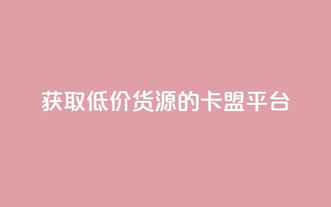 获取低价货源的卡盟平台  第1张