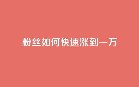 粉丝如何快速涨到一万 - 快速提升粉丝数量至一万的有效策略！  第1张