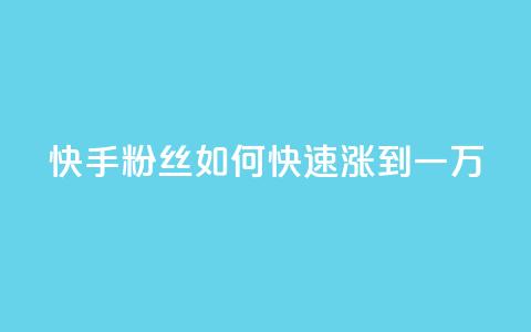 快手粉丝如何快速涨到一万,快手一元秒杀10000播放 - 全网业务自助下单商城 拼多多砍价神器下载  第1张