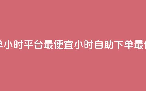 自助下单24小时平台最便宜(24小时自助下单最低价平台)  第1张