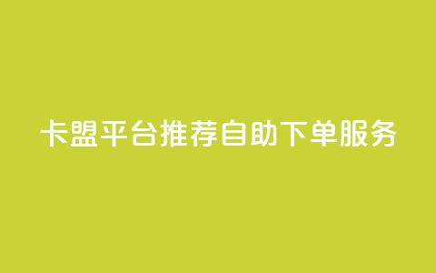 卡盟平台：推荐自助下单服务  第1张