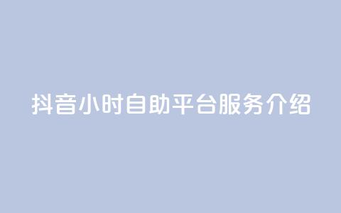 抖音24小时自助平台服务介绍  第1张