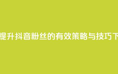 揭秘提升抖音粉丝的有效策略与技巧  第1张