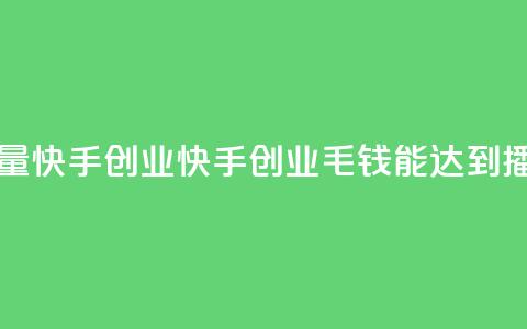 1毛钱10000播放量快手创业(快手创业：1毛钱能达到10000播放)  第1张