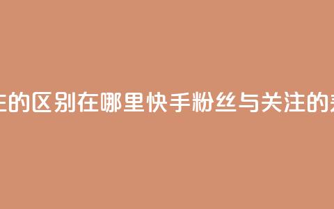 快手粉丝和关注的区别在哪里 - 快手粉丝与关注的差异解析~  第1张