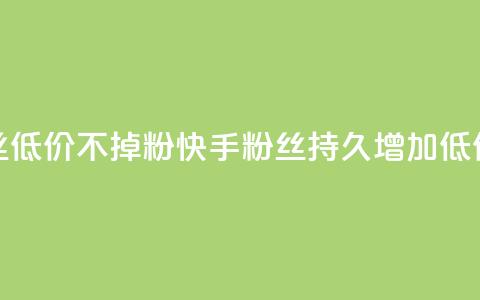 快手粉丝低价不掉粉(快手粉丝持久增加：低价不失粉)  第1张