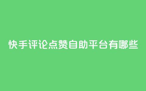 快手评论点赞自助平台有哪些,快手业务区网站 - ks免费业务平台call 抖音快手自助服务  第1张