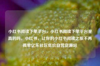 小红书阅读下单平台，小红书阅读下单平台是真的吗，小红书，让你的小红书阅读之旅不再孤单亿乐社区低价自营货源站