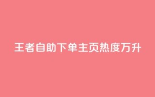 王者自助下单主页热度万升