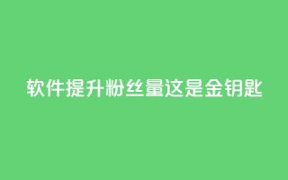 软件提升粉丝量，这是金钥匙!