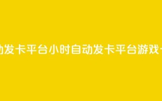 游戏卡盟24小时自动发卡平台 - 24小时自动发卡平台——游戏卡盟新概念~