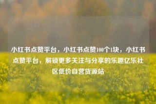 小红书点赞平台，小红书点赞100个1块，小红书点赞平台，解锁更多关注与分享的乐趣亿乐社区低价自营货源站