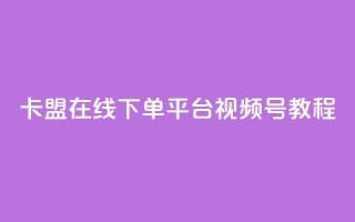 卡盟在线下单平台视频号教程