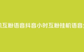 抖音24小时挂机互粉语音 - 抖音24小时互粉挂机语音全攻略！
