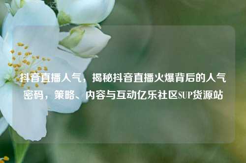 抖音直播人气，揭秘抖音直播火爆背后的人气密码	，策略、内容与互动亿乐社区SUP货源站  第1张