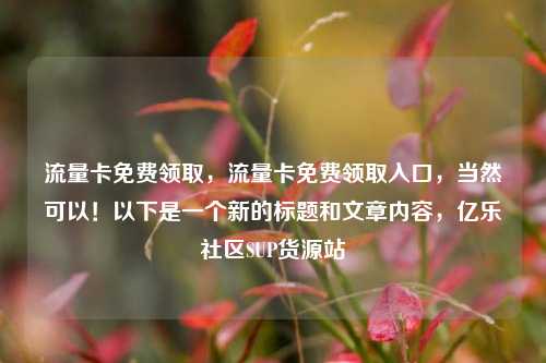 流量卡免费领取，流量卡免费领取入口，当然可以！以下是一个新的标题和文章内容	，亿乐社区SUP货源站  第1张