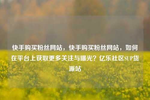 快手购买粉丝网站，快手购买粉丝网站	，如何在平台上获取更多关注与曝光？亿乐社区SUP货源站  第1张